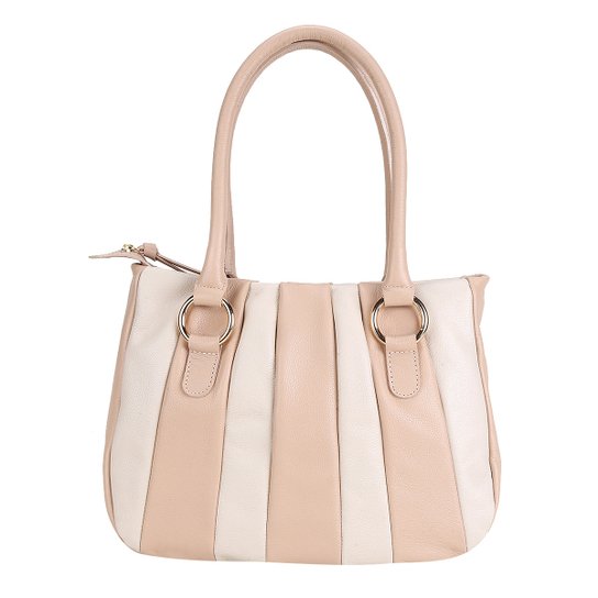 Bolsa Couro Shoestock Tote Recortes Feminina - Nude