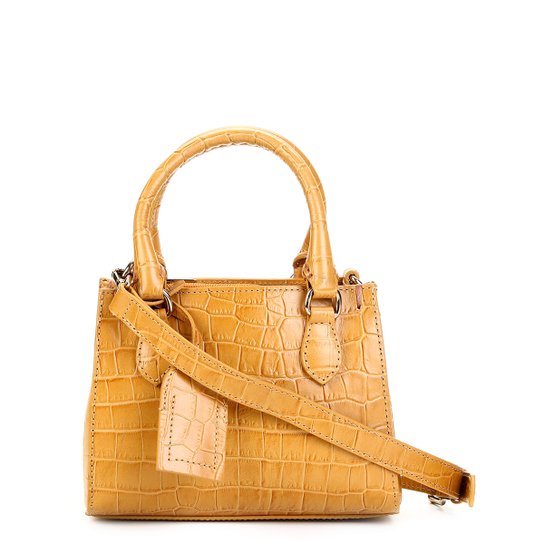 Bolsa Couro Shoestock Transversal Croco Feminina - Amarelo