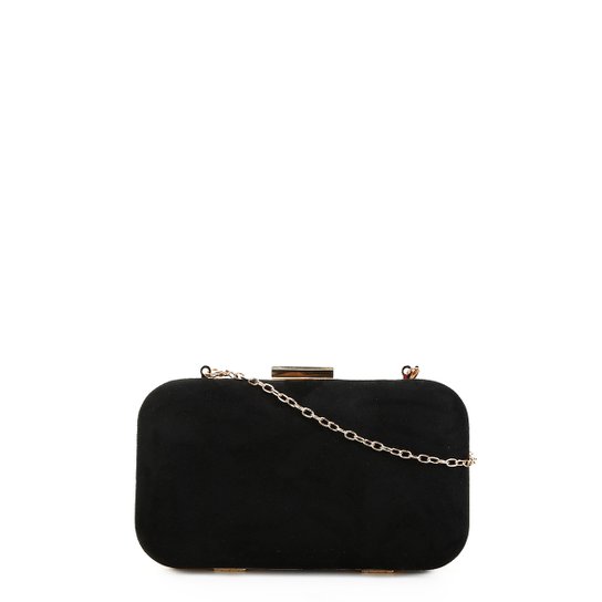 Bolsa Shoestock Clutch Evening Flame Veludo Feminina - Preto