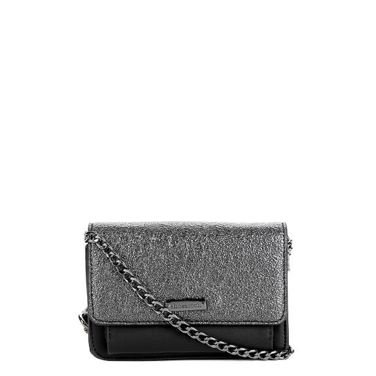 Bolsa Shoestock Mini Bag Tiracolo Metalizada Feminina - Preto