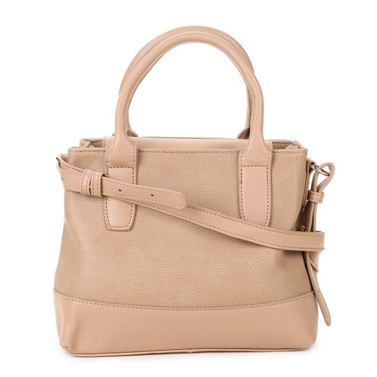 Bolsa Shoestock Satchel Média Textura Feminina - Bege