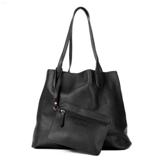 Bolsa Shoestock Shopper Textura Feminina - Preto