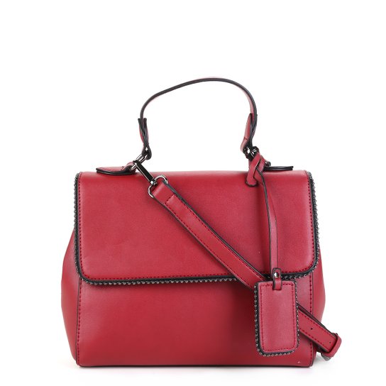 Bolsa Shoestock Transversal Mini Tachas Feminina - Vinho