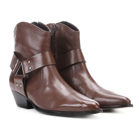 Bota Country Shoestock Western Ferragem Feminina - Café