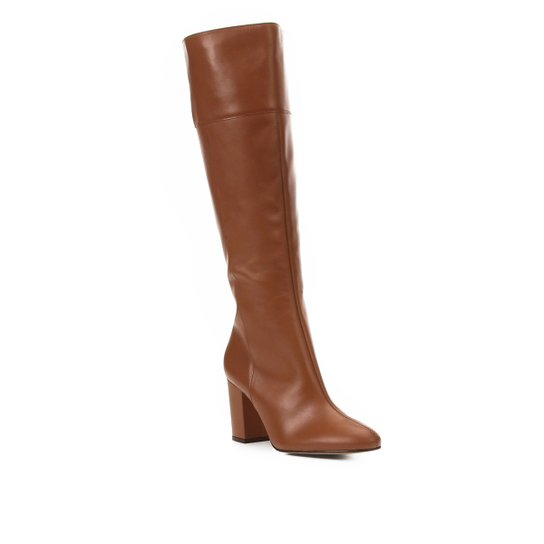 Bota To The Knee Shoestock Couro Feminina - Caramelo