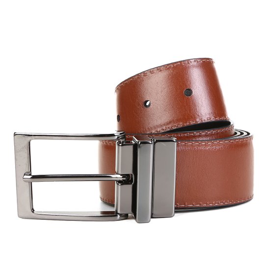 Cinto Couro Shoestock Dupla Face Masculino - Preto+Marrom