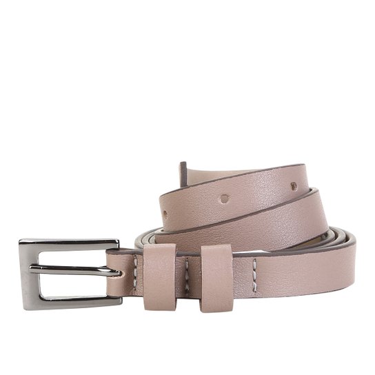 Cinto Couro Shoestock Fivela Feminino - Cinza