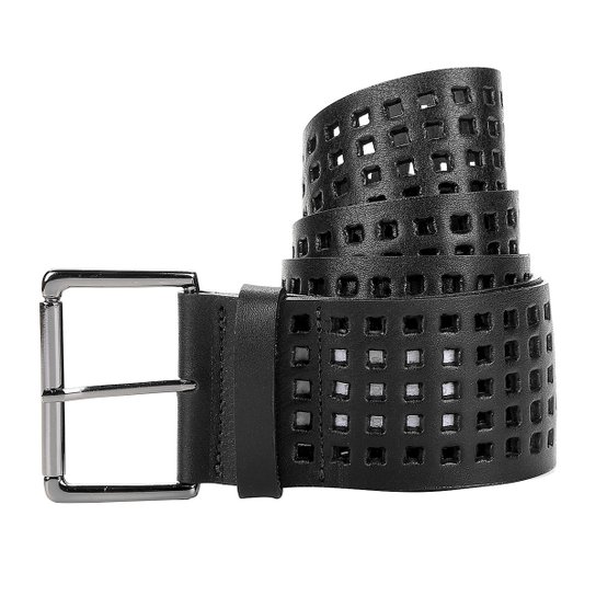 Cinto Couro Shoestock Lasercut Feminino - Preto