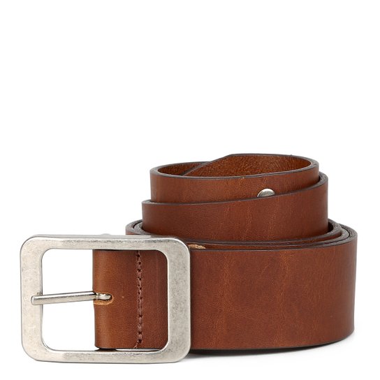 Cinto Couro Shoestock Soleta Pesponto Masculino - Caramelo