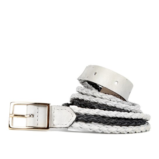 Cinto Couro Shoestock Tranças Feminino - Off White