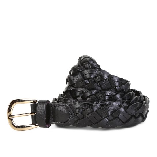 Cinto Couro Shoestock Tressê Feminino - Preto