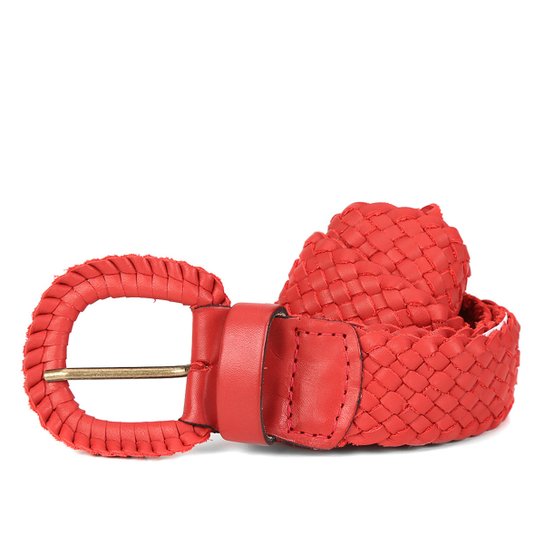 Cinto Couro Shoestock Tressê Feminino - Vermelho