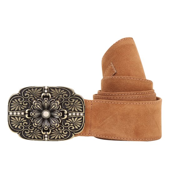 Cinto Shoestock Faixa Camurção Feminino - Caramelo