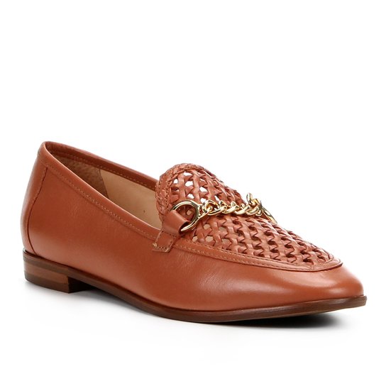 Mocassim Couro Shoestock Tressê Feminino - Marrom