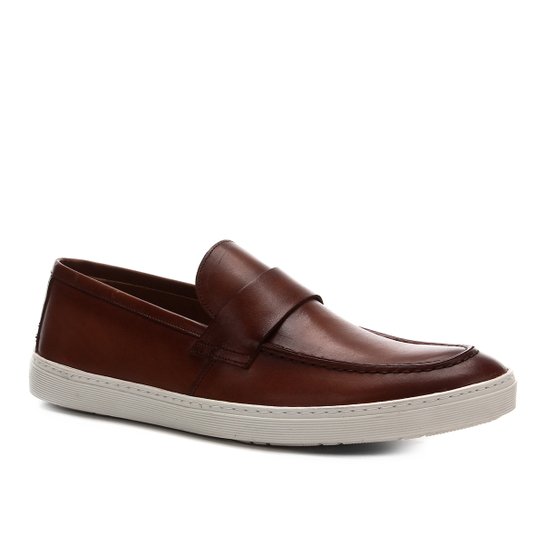 Mocassim Shoestock Casual Couro Masculino - Caramelo