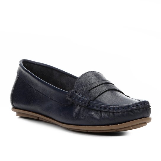 Mocassim Shoestock Couro - Azul