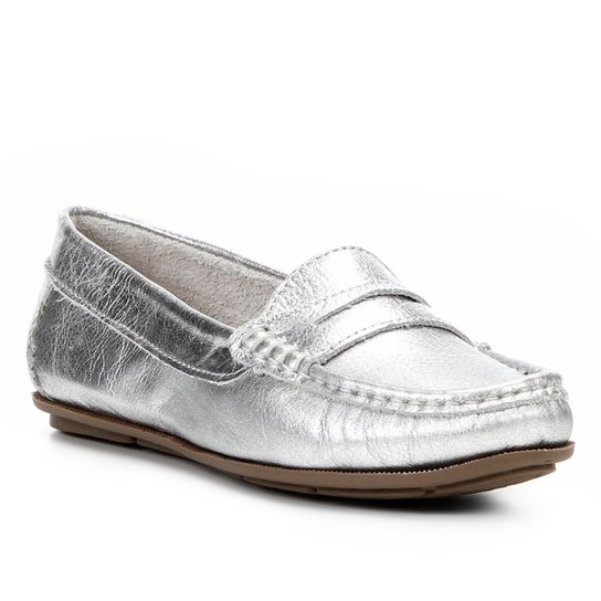 Mocassim Shoestock Couro - Chumbo