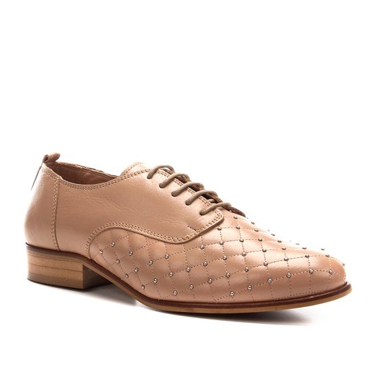 Oxford Couro Shoestock Matelassê Metal Feminino - Bege