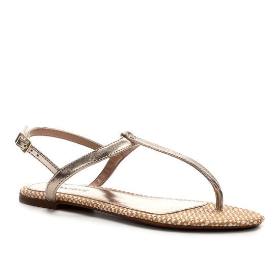 Rasteira Shoestock Flat Ráfia - Dourado
