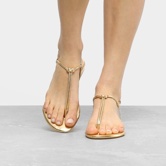 Rasteira Shoestock Metalizada - Dourado