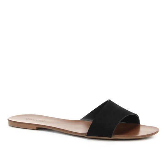 Rasteira Shoestock Slide Assimétrico - Preto