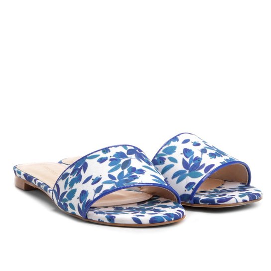 Rasteira Shoestock Slide Estampada - Azul