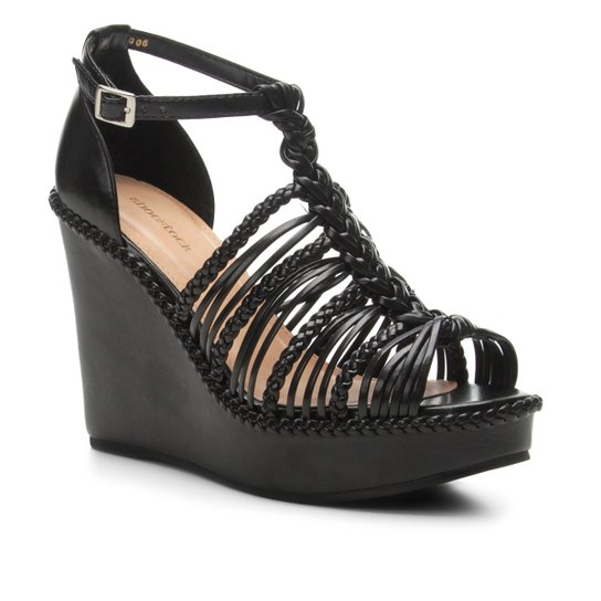 Sandália Anabela Shoestock Trança Feminina - Preto