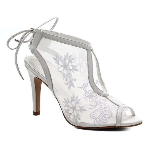 Sandália Couro Shoestock Bride Lace Noiva Feminina - Branco