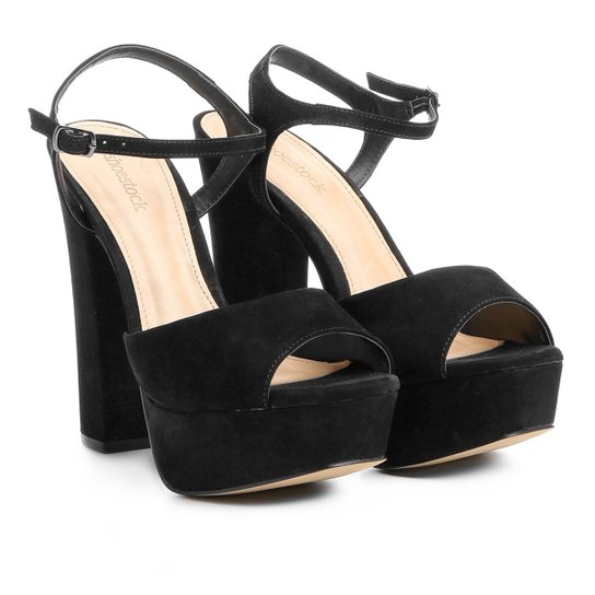 Sandália Couro Shoestock Meia Pata Feminina - Preto