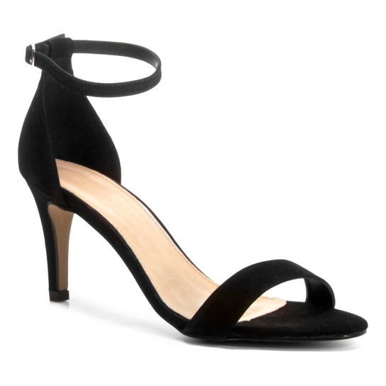 Sandália Couro Shoestock Naked Salto Fino Feminina - Preto