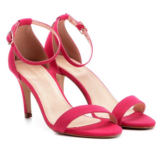 Sandália Couro Shoestock Naked Salto Fino Feminina - Pink