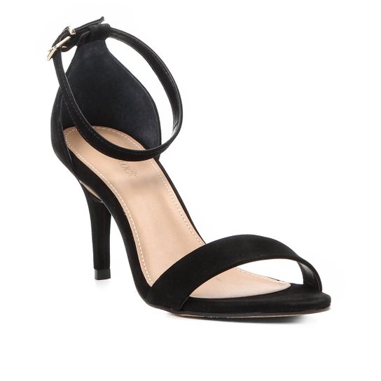 Sandália Couro Shoestock Salto Fino Naked Básica Feminina - Preto