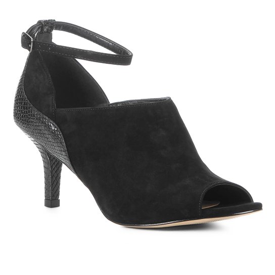 Sandália Couro Shoestock Snake Curves Feminina - Preto