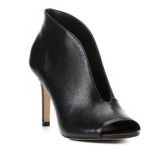 Sandália Couro Shoestock Vamp Salto Fino Feminina - Preto