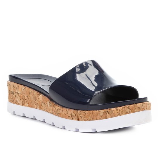 Sandália Plataforma Shoestock Verniz Feminina - Marinho
