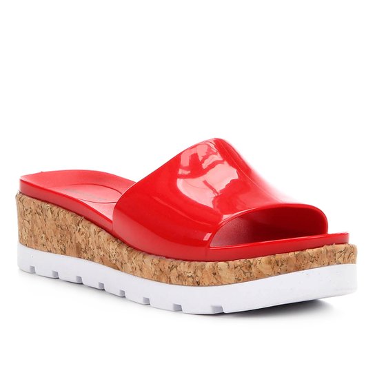 Sandália Plataforma Shoestock Verniz Feminina - Vermelho