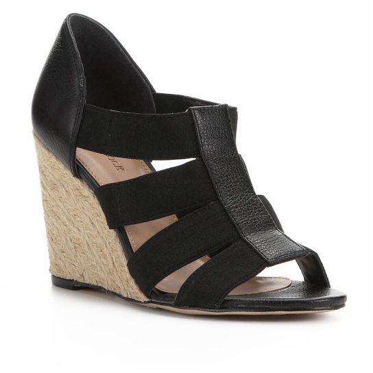 Sandália Shoestock Couro Elástico - Preto