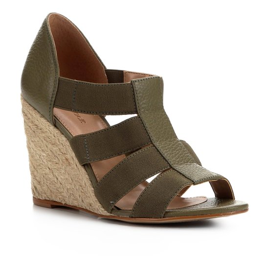 Sandália Shoestock Couro Elástico - Verde