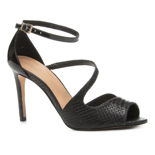 Sandália Shoestock Salto Fino Snake Feminina - Preto