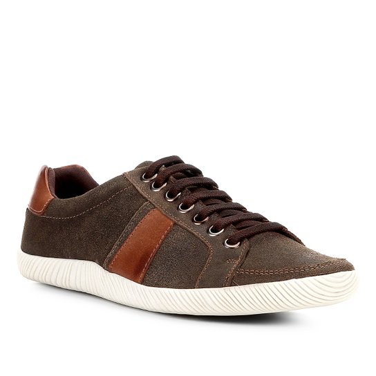 Sapatênis Couro Shoestock Craquele Masculino - Café