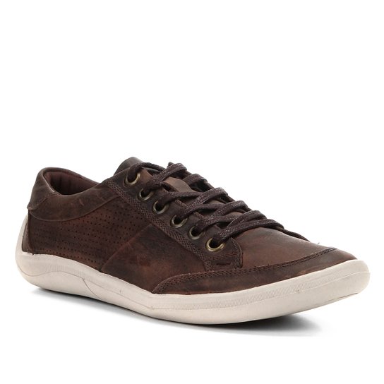 Sapatênis Couro Shoestock Laser Masculino - Café