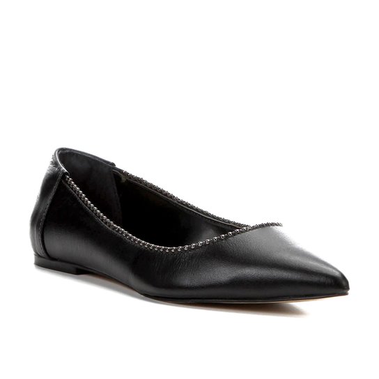 Sapatilha Couro Shoestock Bico Fino Glam Feminina - Preto