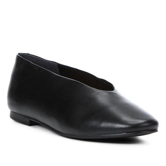 Sapatilha Couro Shoestock Confort Feminina - Preto