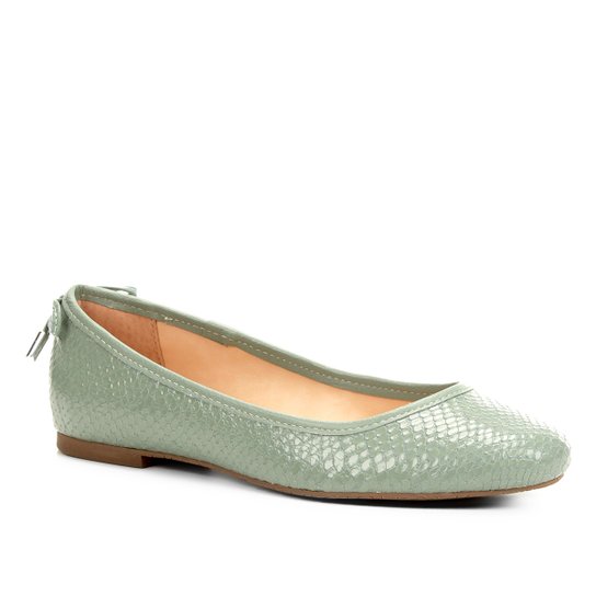 Sapatilha Couro Shoestock Snake Laço Feminina - Verde