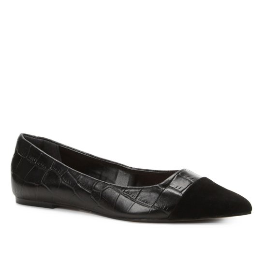 Sapatilha Shoestock Bico Fino Straps Feminina - Preto