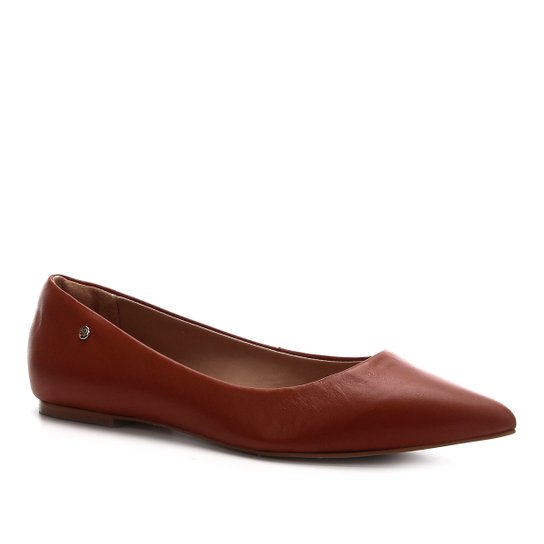 Sapatilha Shoestock Couro Bico Fino - Caramelo