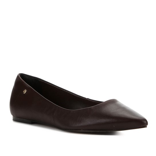 Sapatilha Shoestock Couro Bico Fino - Marrom