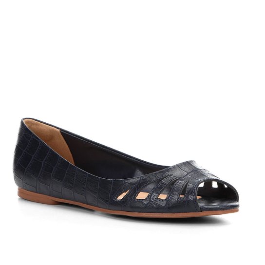 Sapatilha Shoestock Croco Recortes Feminina - Marinho