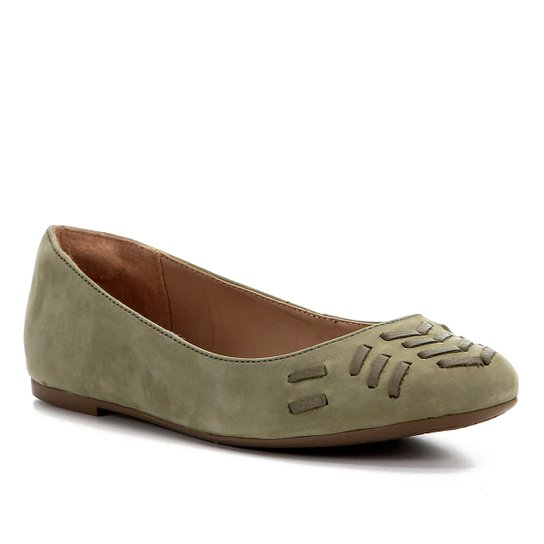 Sapatilha Shoestock Enfiados Couro Camurção - Verde