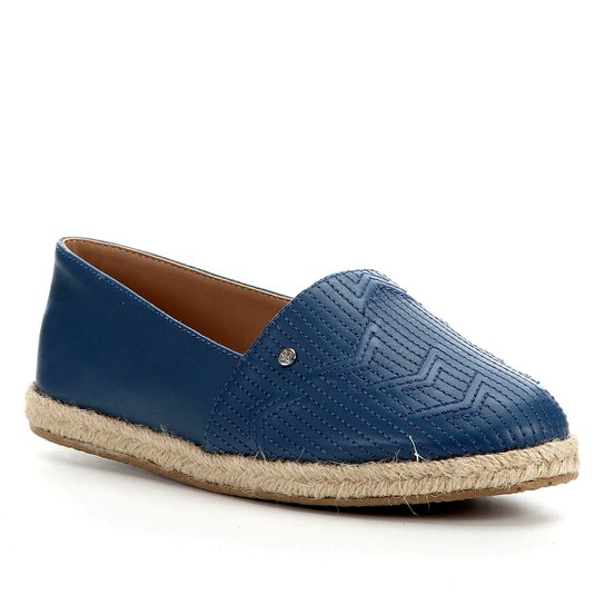 Sapatilha Shoestock Flat Corda Couro Matelasse - Azul